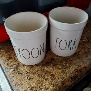 Rae dunn spoons fork container BOTH